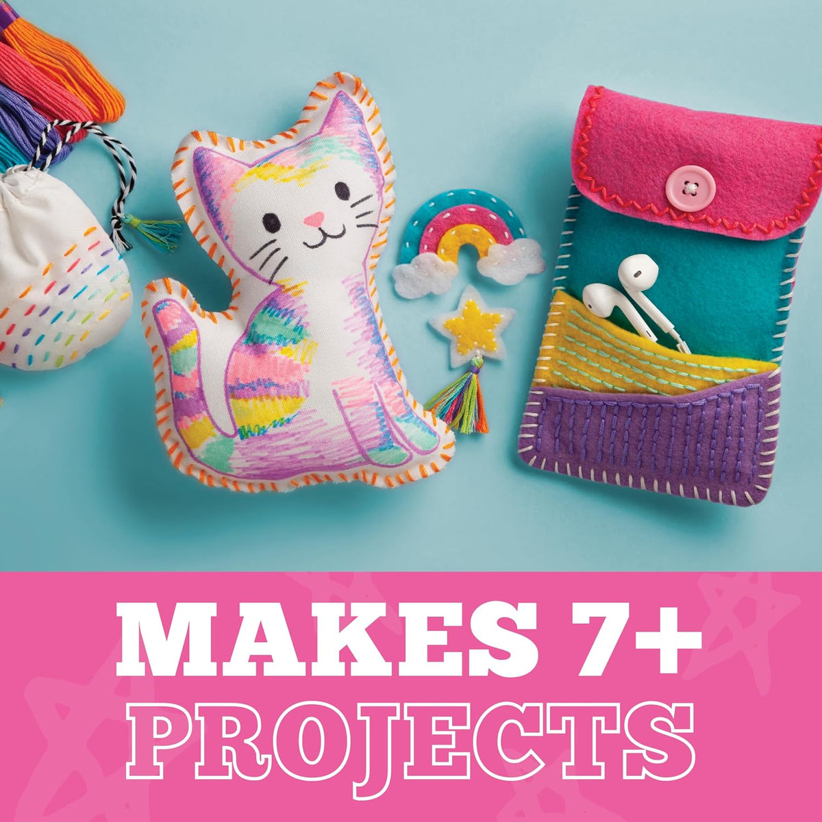 Let’s Learn to Sew – Mini Sewing Kit, Arts and Crafts, Art Supplies, Embroidery Kit for Beginners, Includes Sewing