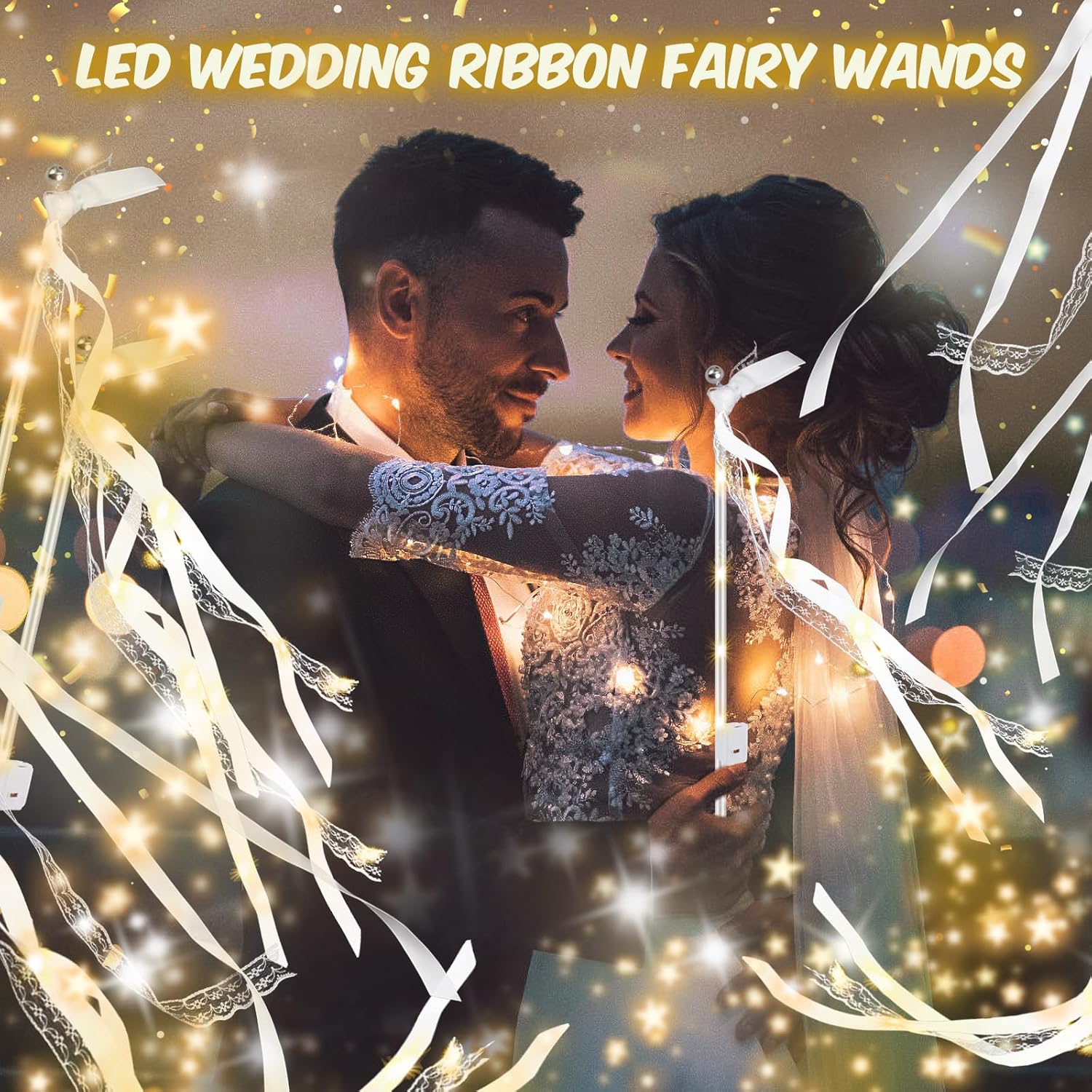 105 PCS Light Up Wedding Wands, LED Fairy Wand, Wands Streamers with 3 Flashing Modes, LED Silk Fairy Wand with