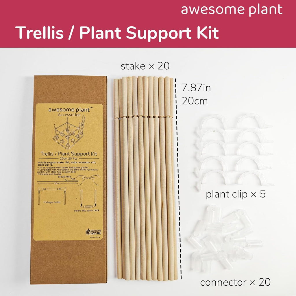 Trellis System (20 PCS) Plant Support Stakes Kit, 7.87 Inches Plant Stakes for Indoor Hydroponic Growing System