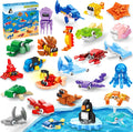 25pcs Building Blocks Bricks Party Favors Toys for Kids Marine Animals Block for Classroom Prizes Birthday Gift
