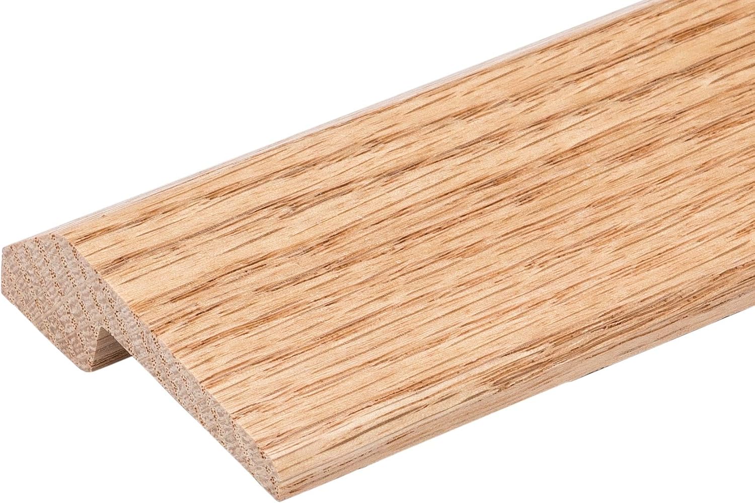 36" Red Oak Overlap Reducer – 2" Wide Wood Floor Transition Strip for 5/16"-3/8" Overlap – Unfinished Solid Oak
