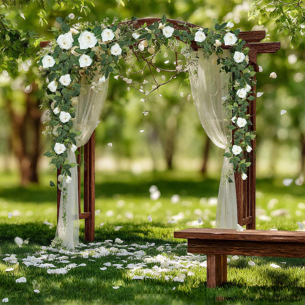 5Pcs 34FT Flower Garland White Artificial Rose Vine Wedding Decor