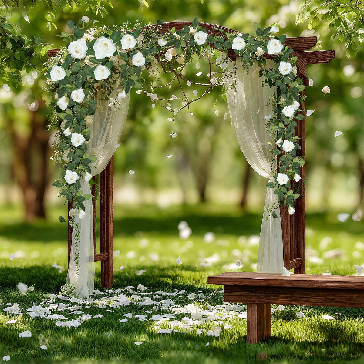 5Pcs 34FT Flower Garland White Artificial Rose Vine Wedding Decor