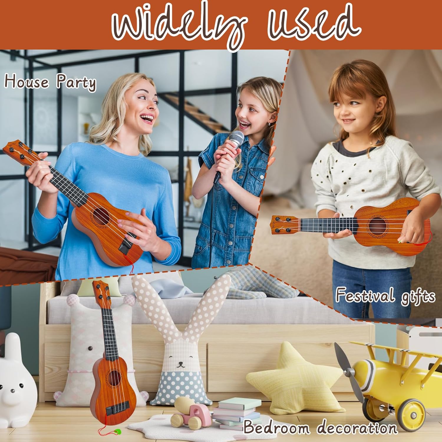 Kids Toy Ukulele Guitar,17 Inch Classical Guitar Musical Toy,4 Strings Guitar Ukulele Educational Learning Toy for