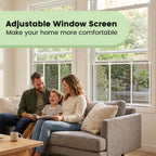 Adjustable Window Screen for Hung Windows, White Expandable Horizontal Sliding Screen, 10" H x 19-36" W with Black