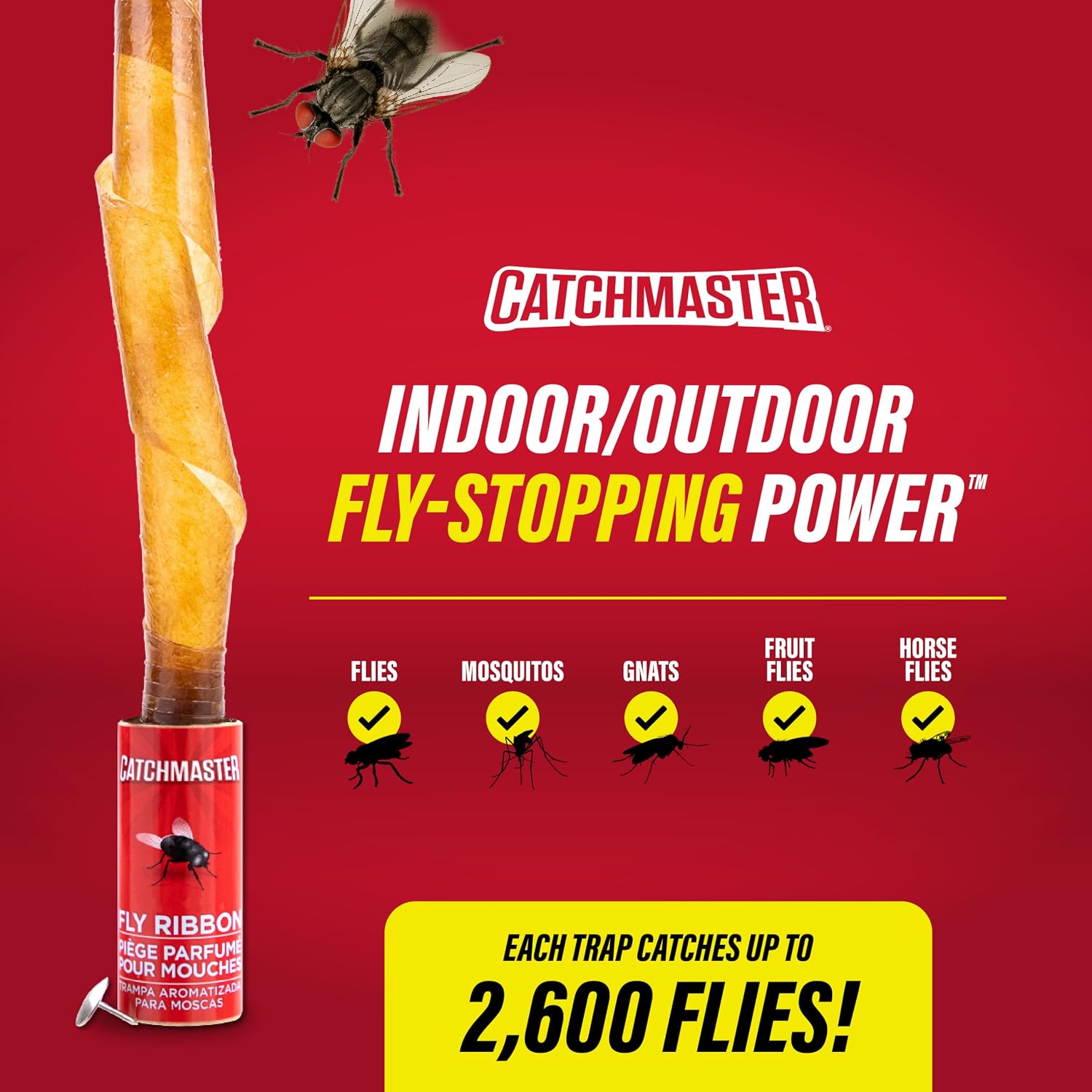 Fly Ribbon 20-Pack, Bug & Fly Traps Outdoor and Indoor, Premium Adhesive Sticky Strips & Gnat Hanging Strips, Bulk