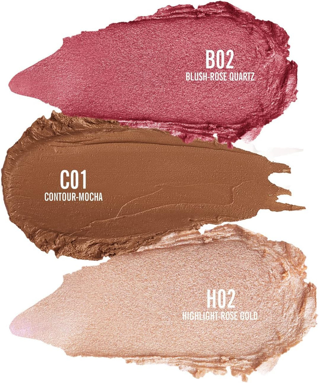 Face Sticks Trio, Blush, Highlighter & Contour Stick for Face Makeup
