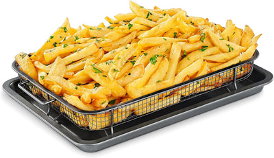 Air Fryer Tray, 2 in 1 Nonstick Crisper Air Fry Basket w/Elevated Mesh Great for Oven, Dishwasher Safe – Ceramic