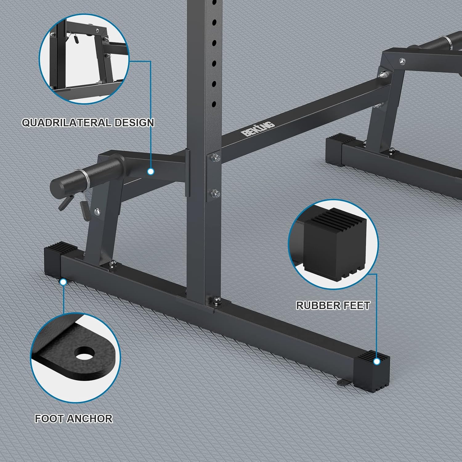 Squat Rack,All-in-ONE Power Rack Cage with Pull Up Bar,Adjustable Power Cage with Barbell Rack & Weight Plate