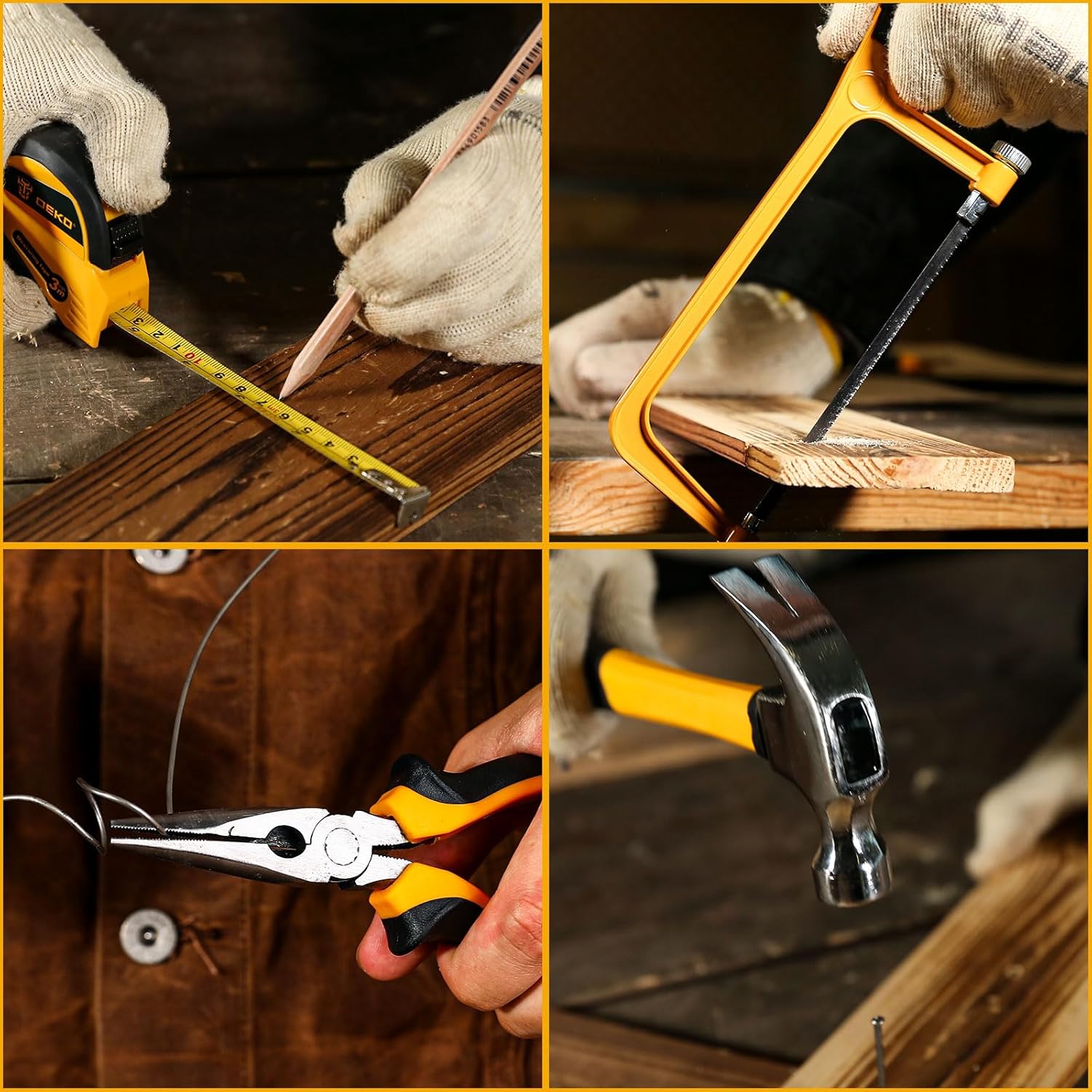 Tool Kit Box Drill Set：DEKOPRO Home Mechanic Toolbox with 12V Power Cordless Drill Hand Repair Tools Sets Combo Kits