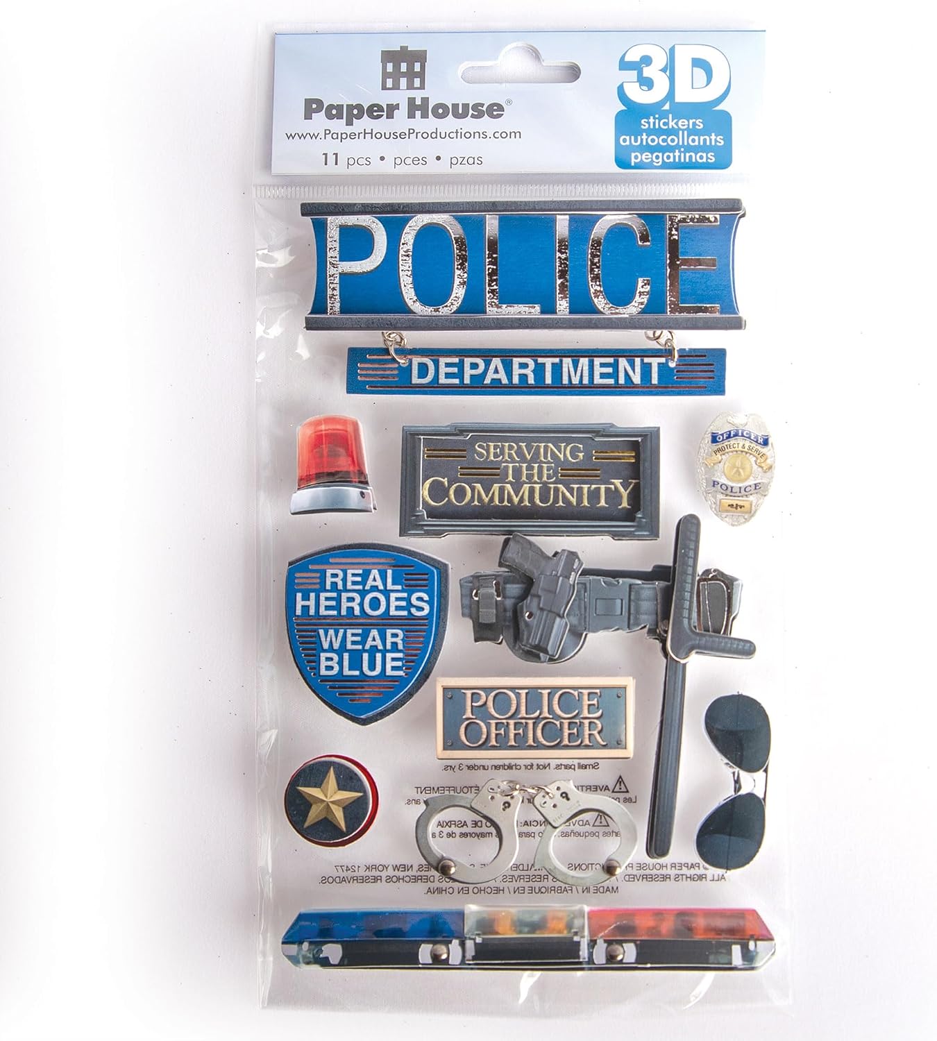 Die-Cut Dimensional & Foil Accent Scrapbook Sticker Sheet - Police Force