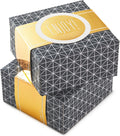 Small Gift Boxes with Wrap Band (2-Pack: Gray Geometric, Gold "Enjoy!") 4 inch Boxes for Weddings, Graduations