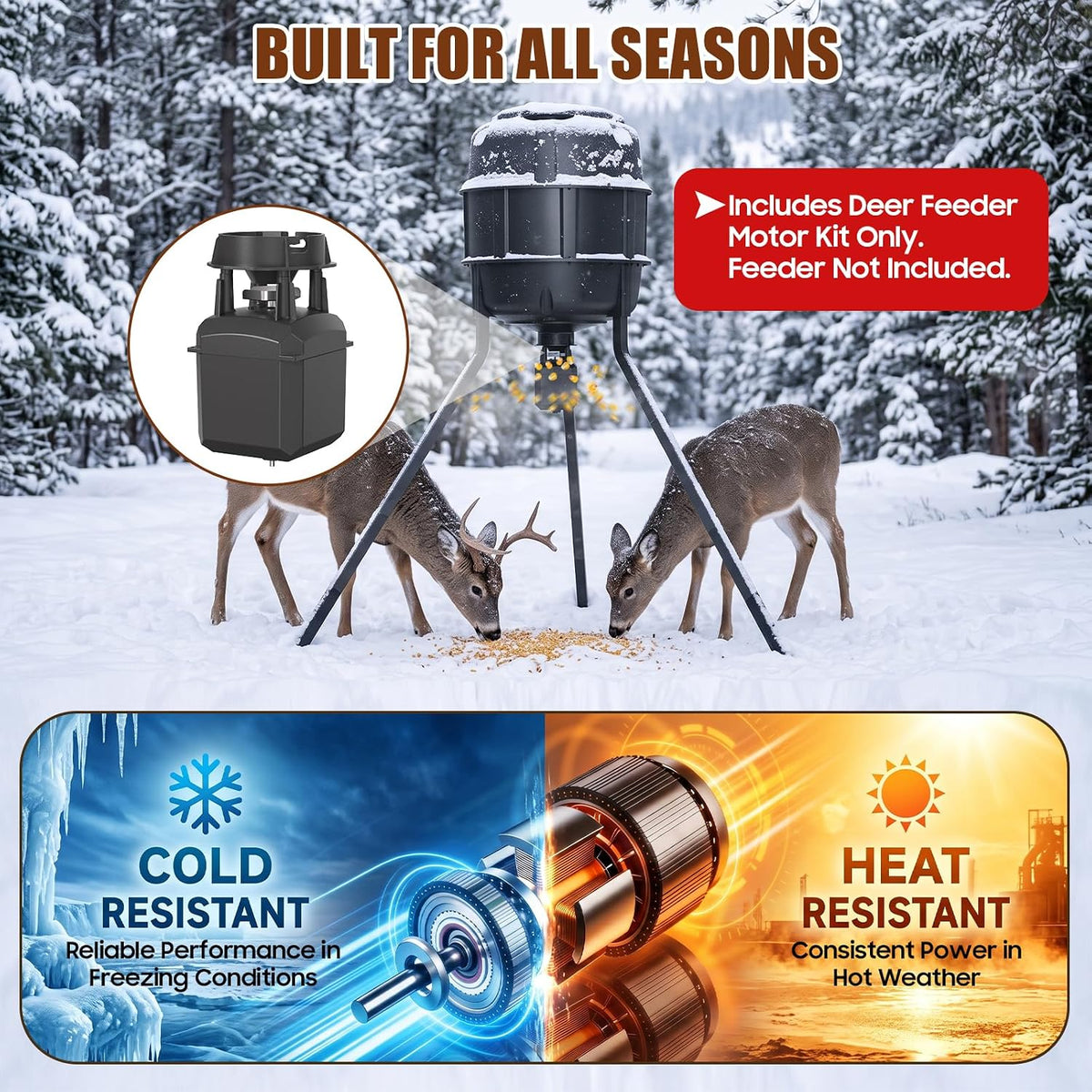 6V Deer Feeder Motor Kit with Accurate Digital Timer, Up to 10 Daily Feedings, DIY & Adapter Mounting for Drums