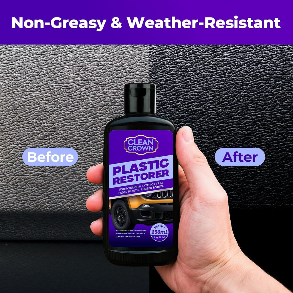 Plastic Restorer for Cars (8.45 fl oz), User Friendly Car Trim Restorer, Quick Plastic Trim Restorer with Free Sponge