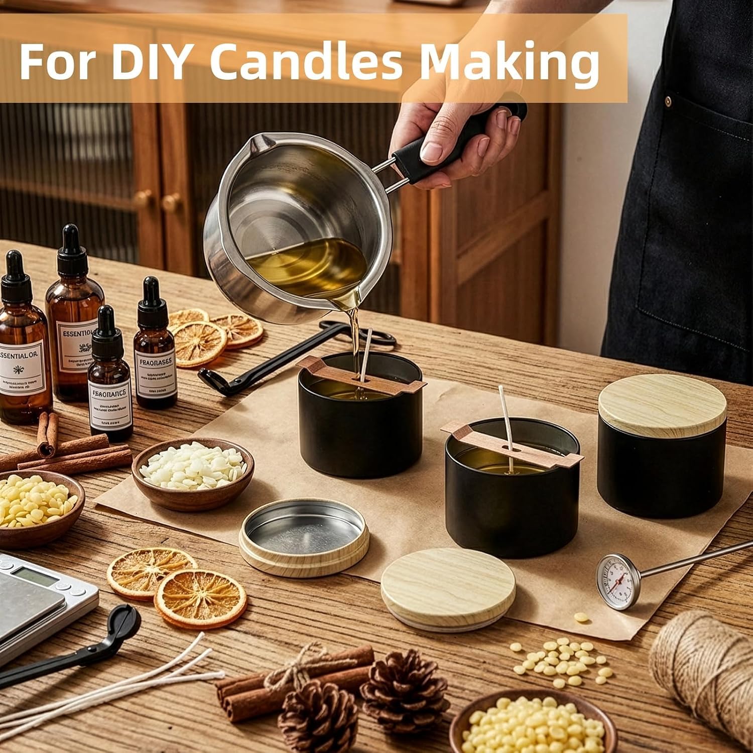 24 Pack 8 OZ Candle Tins, Matte Black Candle Container with Lids, Round Metal Jars for Making Candles, Bulk Empty