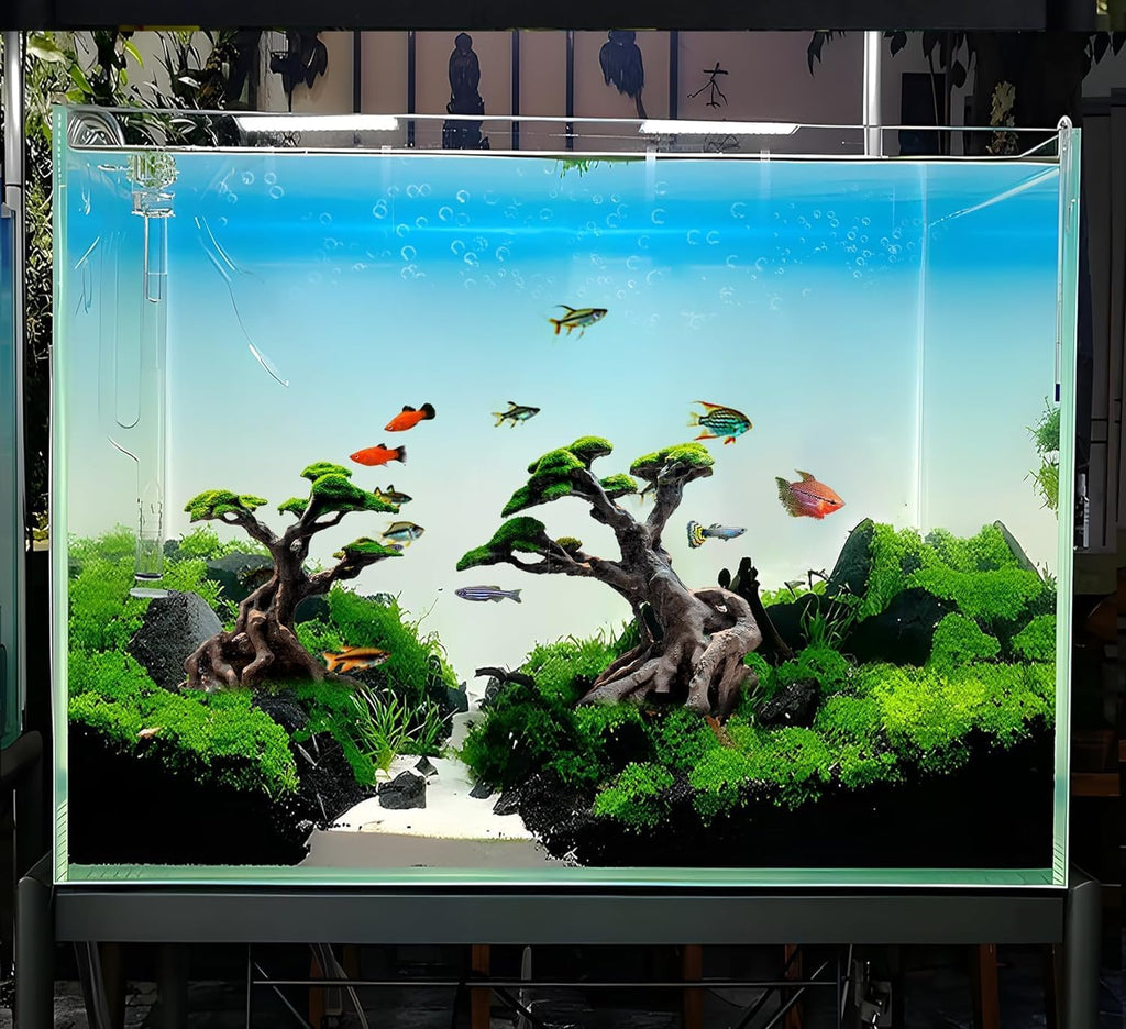 Fish Tank Decor- Bonsai Trees with Faux Moss- Aquarium Rocks Aquascaping- Made of Sandstone, Goldfish Betta Fish Tank