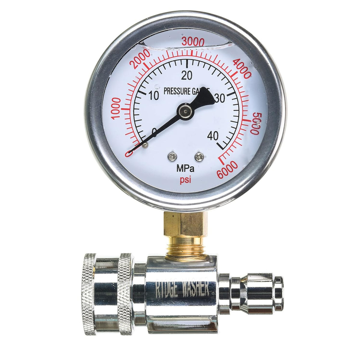 RIDGE WASHER Pressure Washer Gauge with 3/8'' Quick Connect Socket and Plug