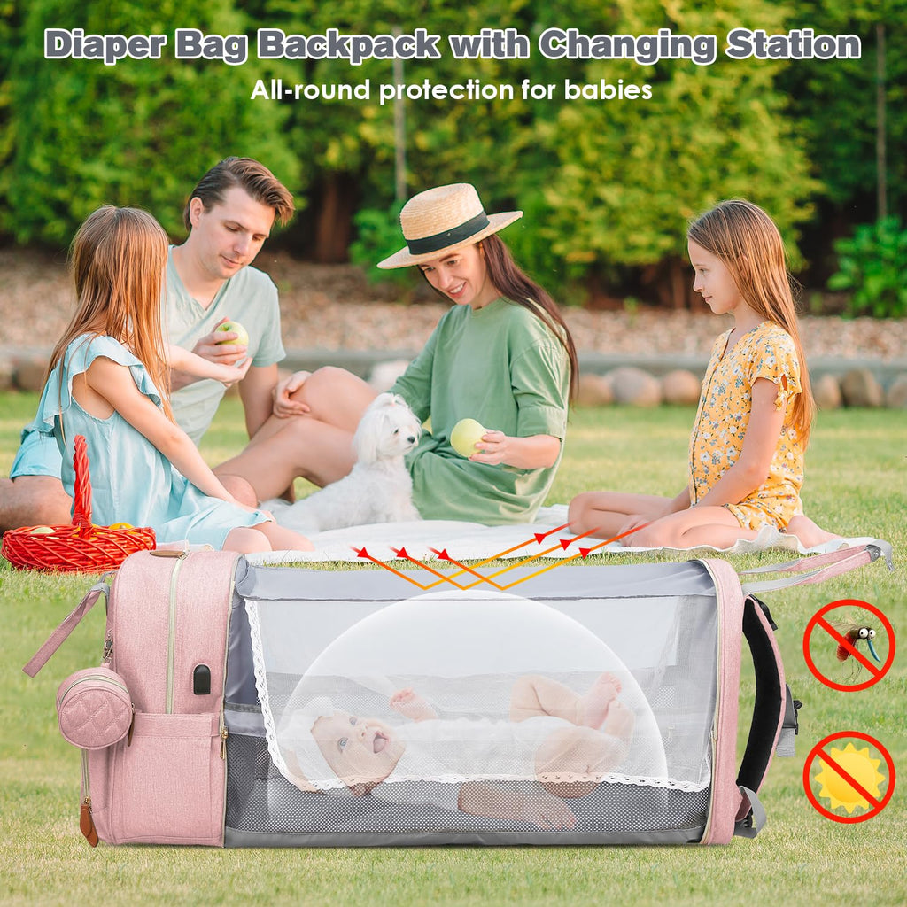 Large Diaper Bag Backpack with Changing Station, Pink