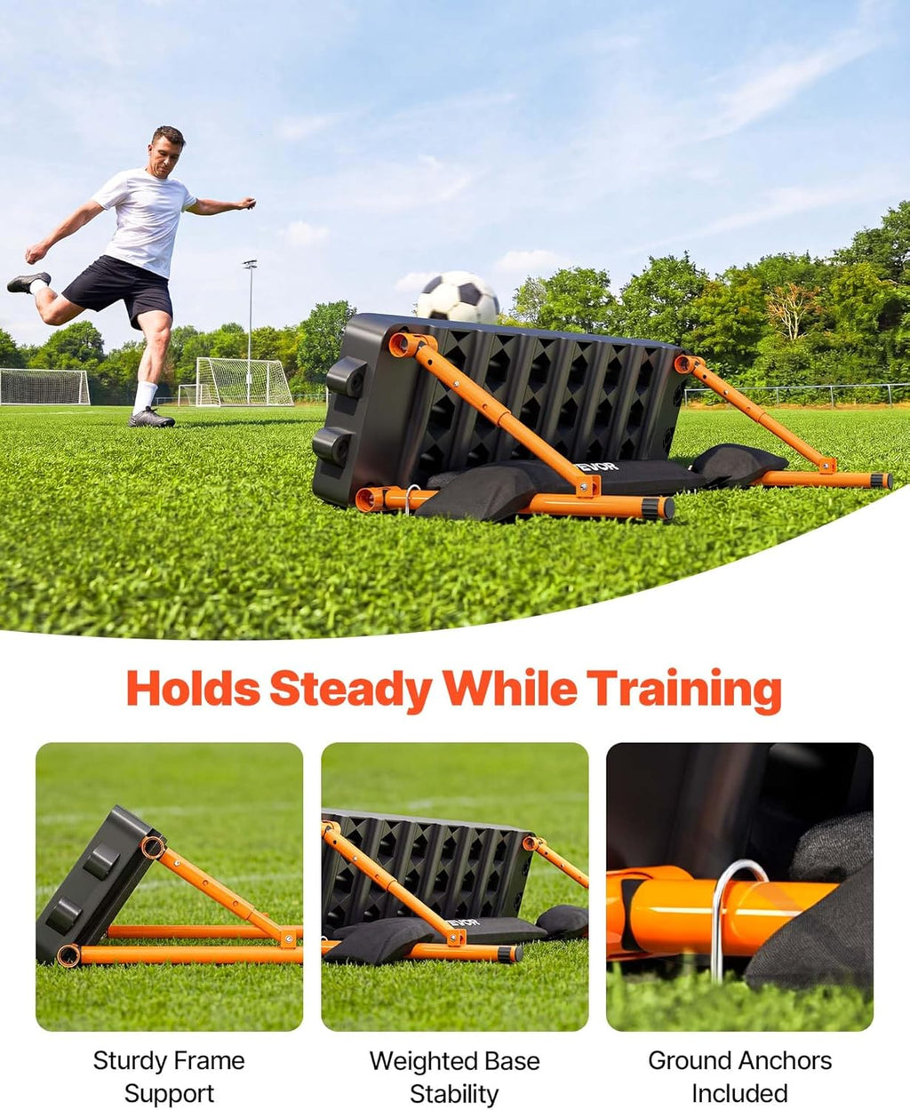 Soccer Rebounder Board, Mult-Adjustable Angles Portable Soccer Rebound Wall, Foldable Kickback Board, Soccer Practice