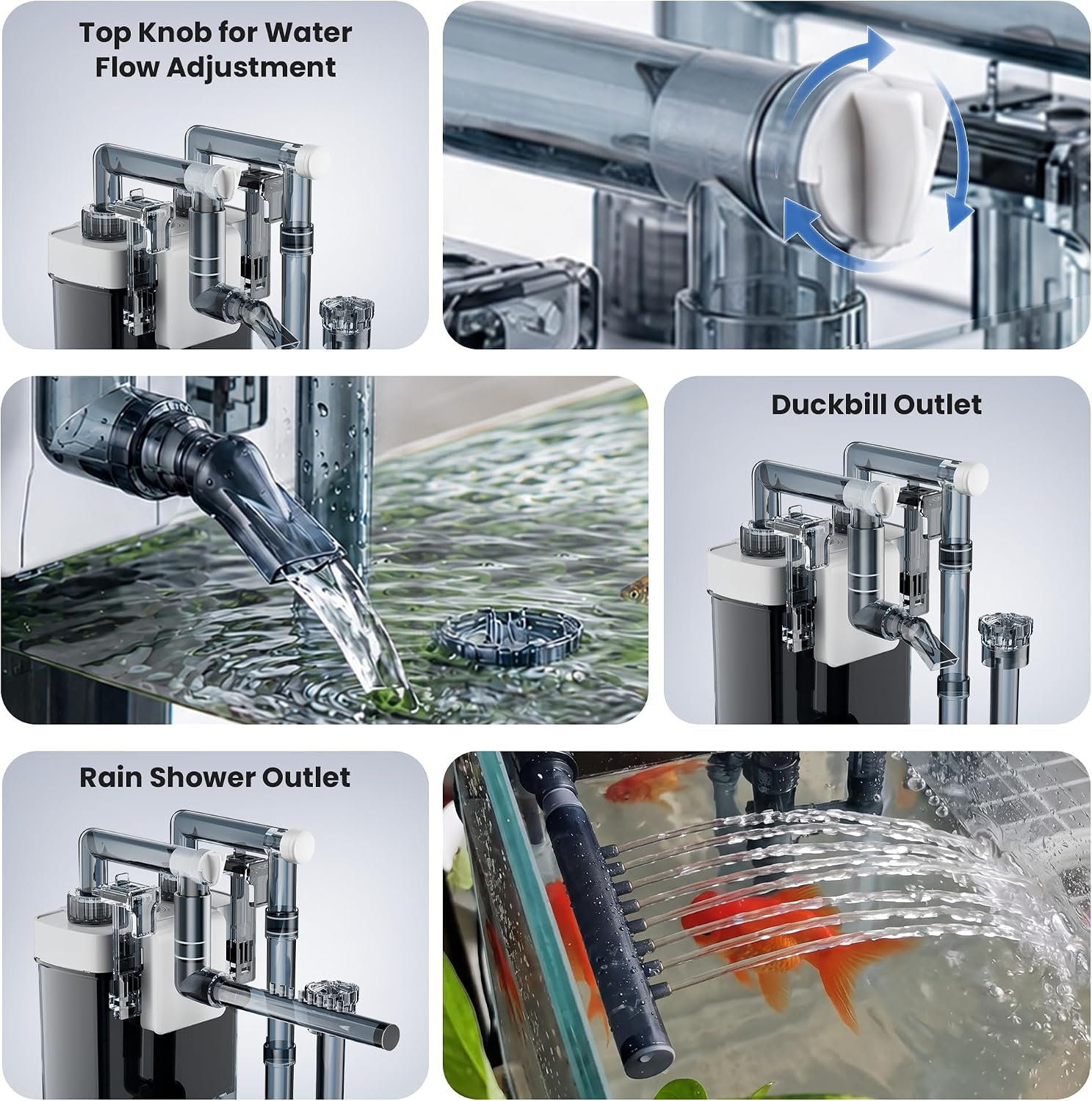 Hang on Back Aquarium Filter for Fish Tanks, Large (7w, 10–20 gal) | 132 GPH, Adjustable Flow Fish Tank Filter with