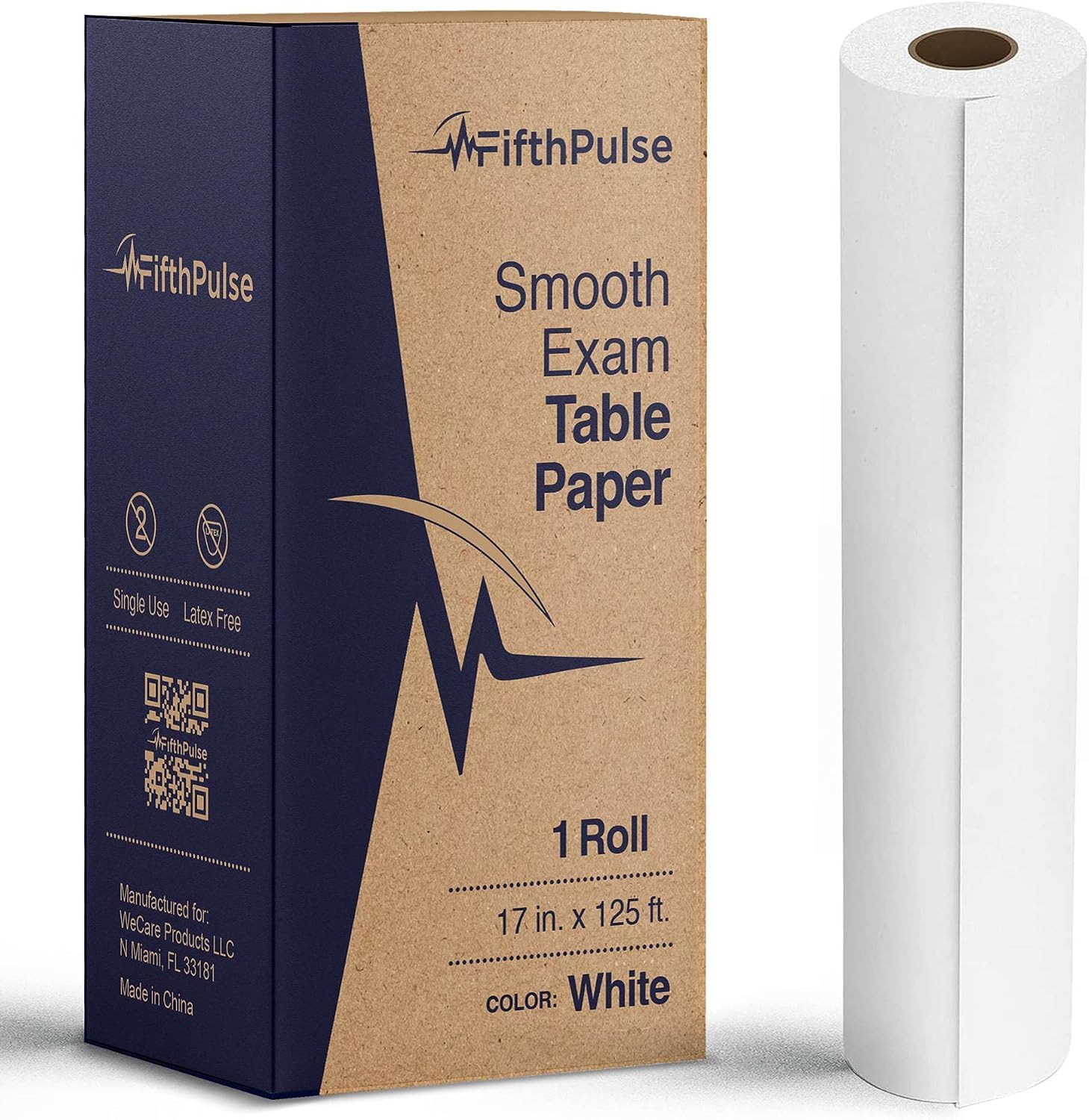 Medical Exam Table Paper 17"x125 Feet - 1 Roll of Disposable White Table Paper Rolls for Doctor's Offices