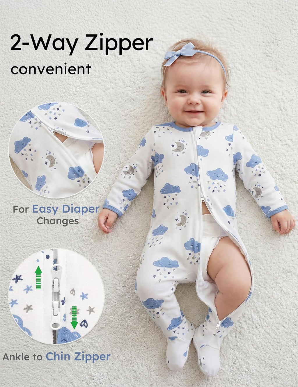 Baby Pajamas 100% Organic Cotton Newborn Sleepers Boy Girl Clothes
