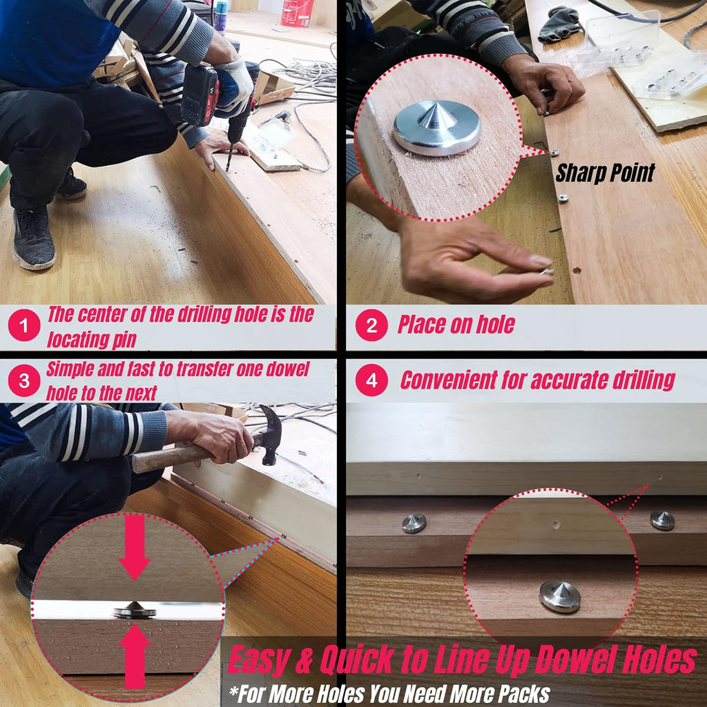 Stainless Steel Dowel Centering Pins, Hole Drilling Alignment Tool