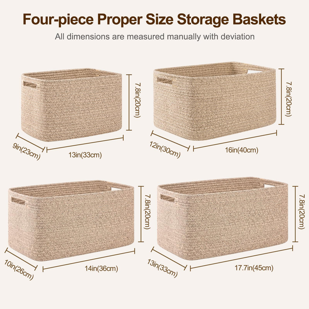 4 Pack Storage Baskets for Organizing 30L Cube Storage Bins Brown