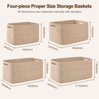 4 Pack Storage Baskets for Organizing 30L Cube Storage Bins Brown