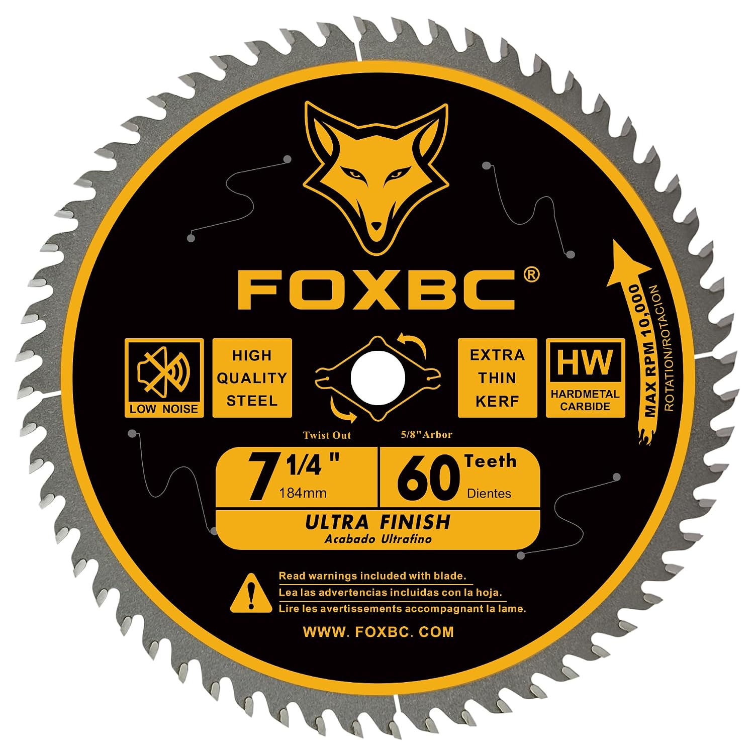 7-1/4" Circular Saw Blade Ultra Fine Finish 60-Tooth, Replacement for Freud Diablo D0760A D0760X, DeWalt DWA171460