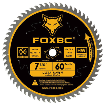 7-1/4" Circular Saw Blade Ultra Fine Finish 60-Tooth, Replacement for Freud Diablo D0760A D0760X, DeWalt DWA171460
