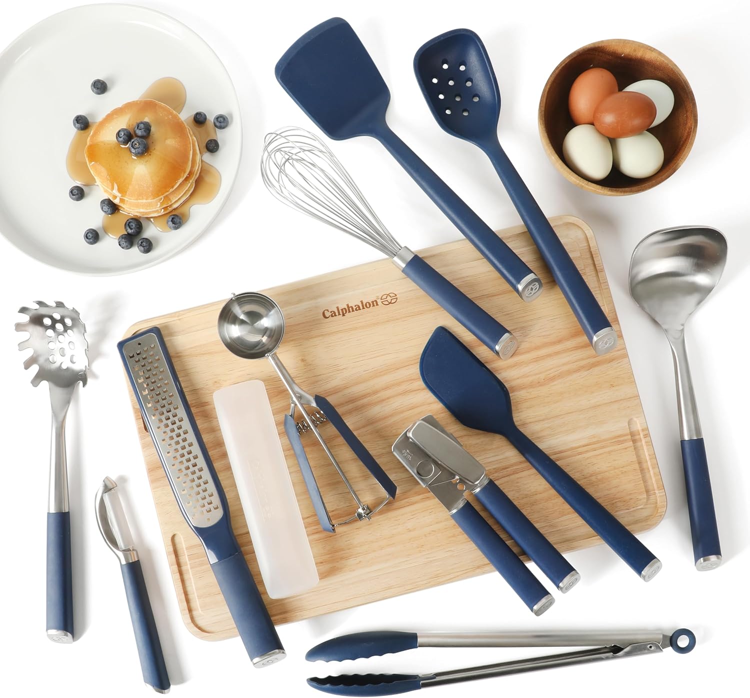 Edge 11-Piece Silicone and Stainless Steel Kitchen Tool Set, Kitchen Utensil Set, Heat Resistant Nonstick Safe