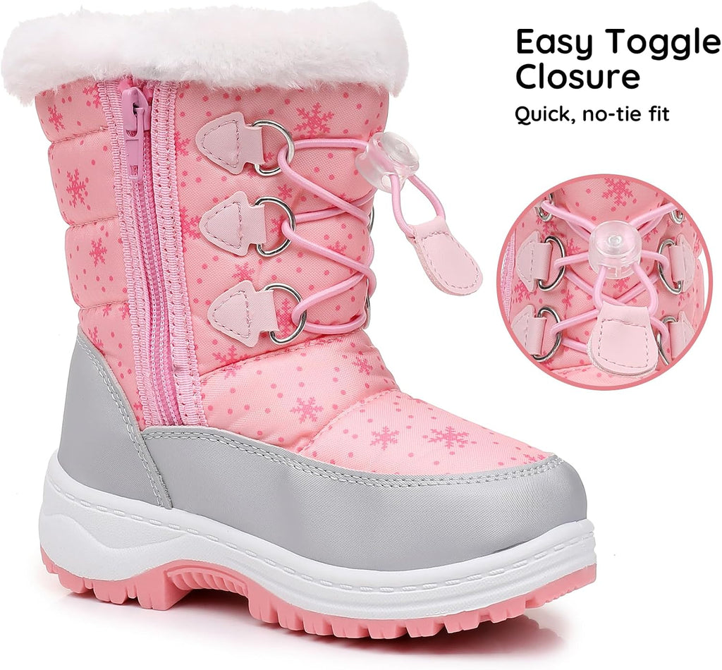Kids Boys Girls Snow Boots Warm Winter Boots Water-resistant | Toddler/Little Kid,Water-Resistant,Side Zipper,Thick