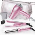 Hair Styling Set, Including Travel Hair Dryer, Mini Flat Iron, and Travel Curling Iron with European Plug, Dual