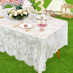 White Lace Tablecloth Rectangle 60x120 Inches Long Embroidered