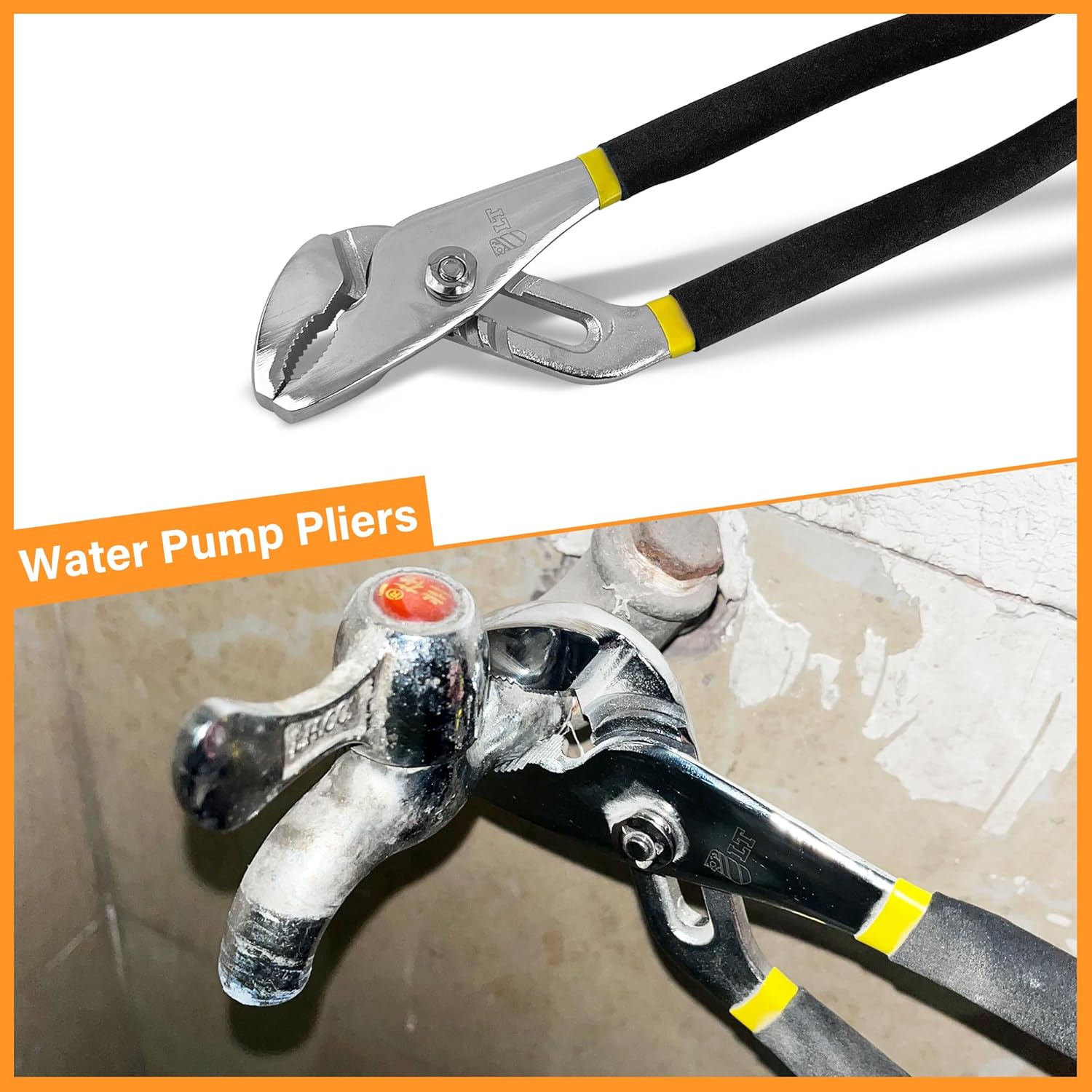 4-Piece Large Pilers and Wrench Set,10 Inch Groove Joint Pliers and Adjustable Wrench with 8 Inch Long Nose and