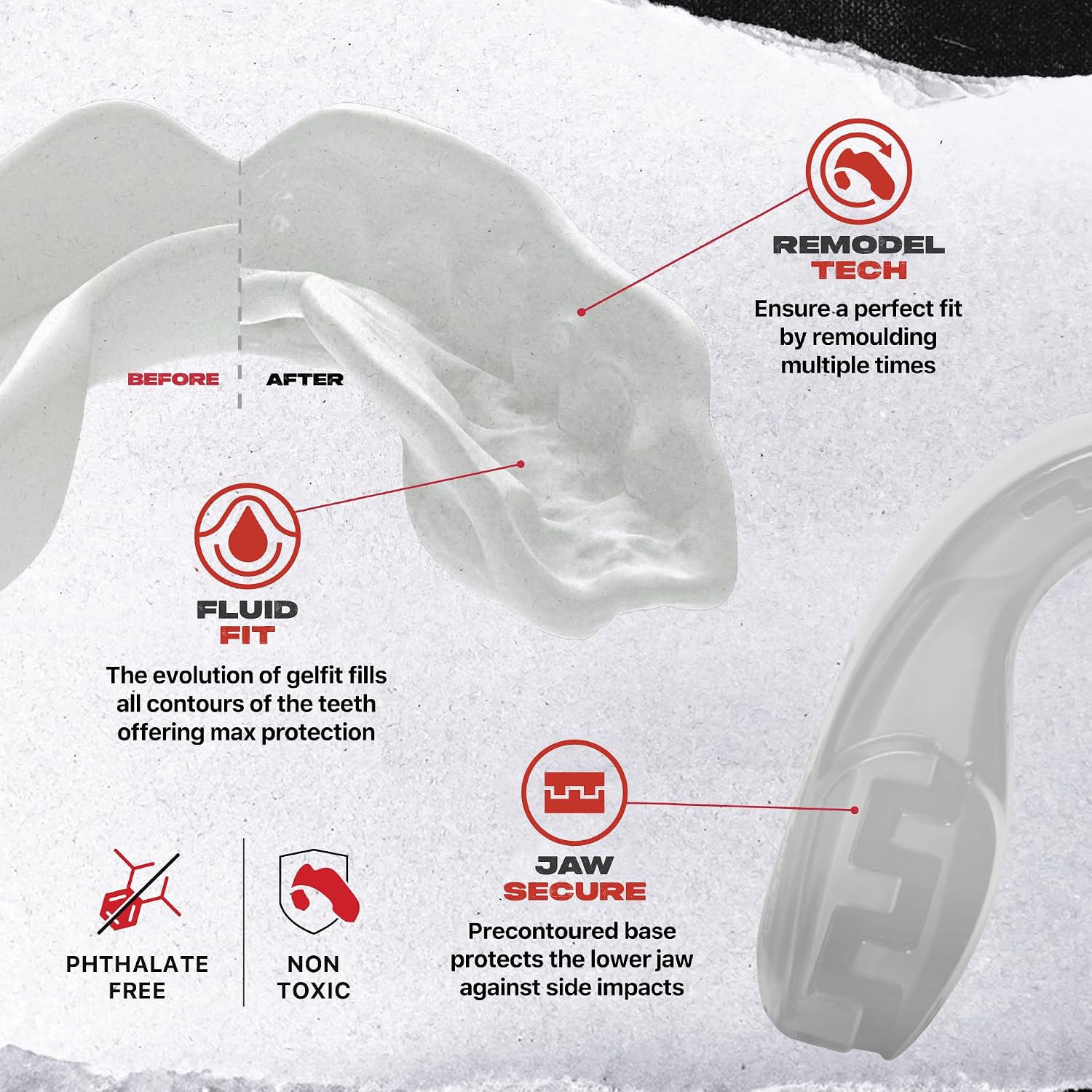 Mouth Guard, Slim Fit Mouthguard for Adult & Youth with Case | Sports Mouthpiece, Easy Fit Remoldable, Anti Gag