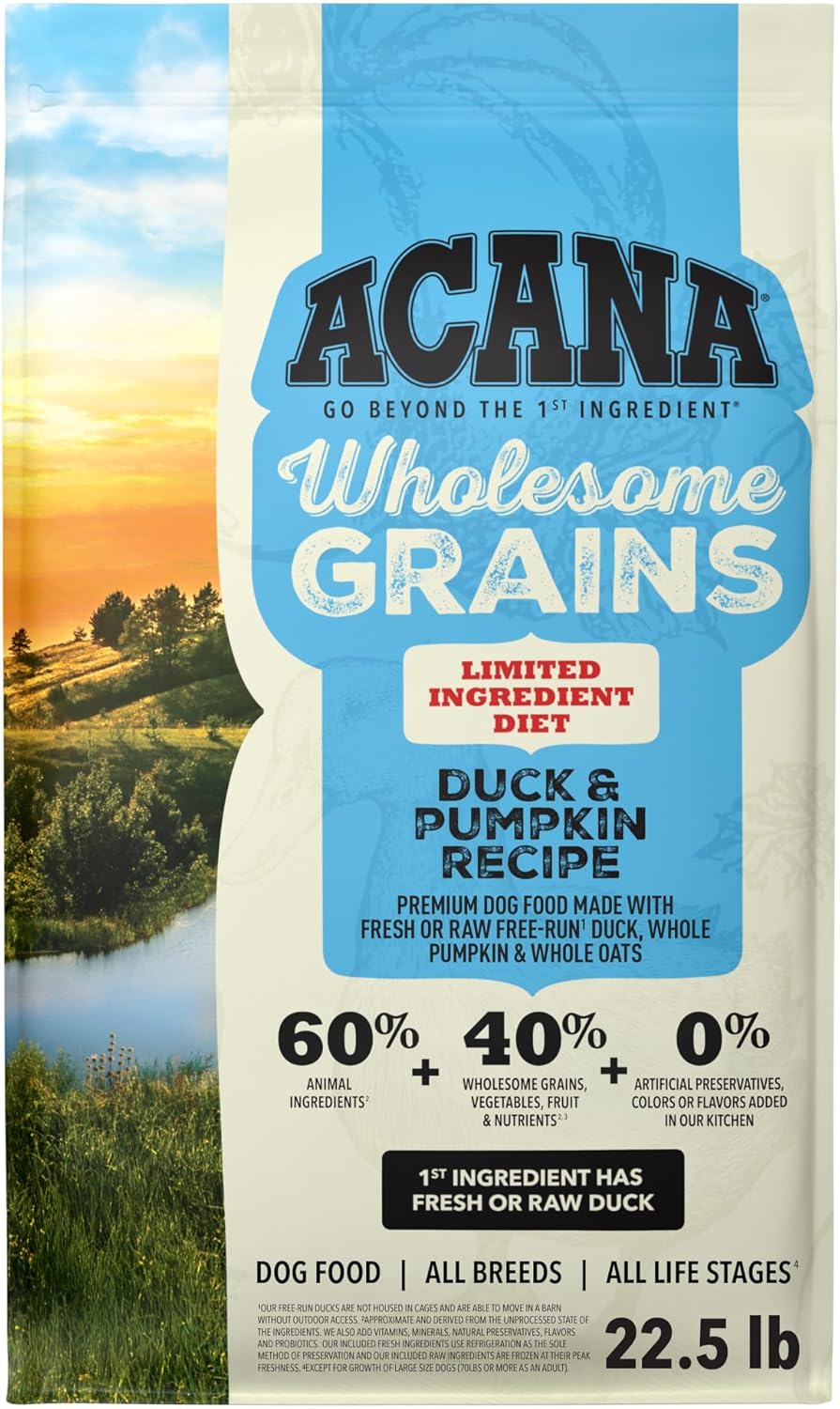 Wholesome Grains Dry Dog Food Duck & Pumpkin 22.5lb Bag