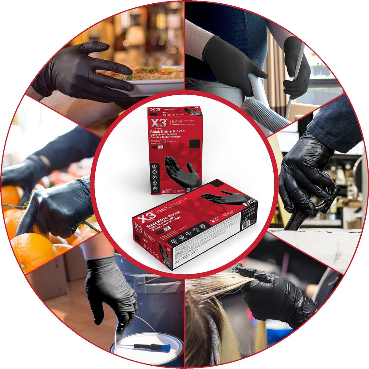 Nitrile Disposable Gloves Latex Free 3 mil Black for Cooking Food Prep