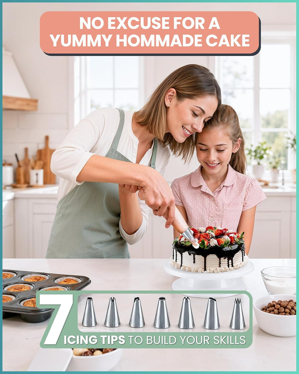 35PCs Cake Decorating Kit with Cake Turntable, Piping Bags and Tips