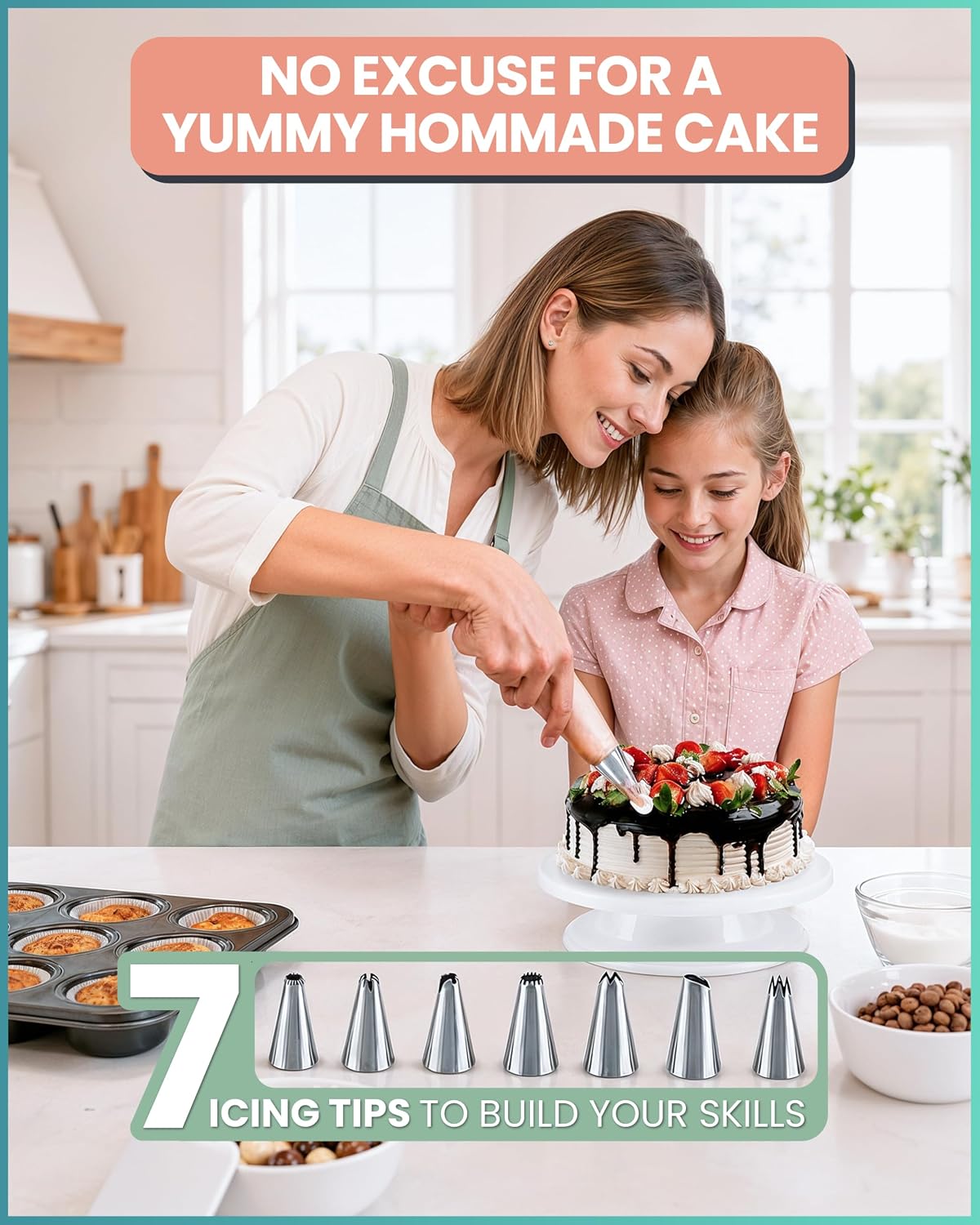 35PCs Cake Decorating Kit with Cake Turntable, Piping Bags and Tips