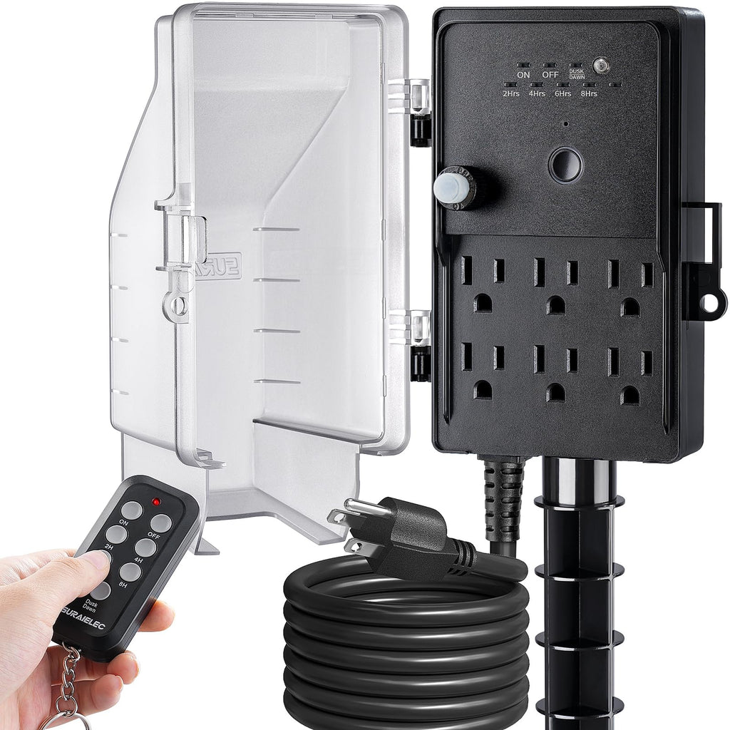 SURAIELEC Outdoor Power Stake Timer Waterproof 100FT Remote Control