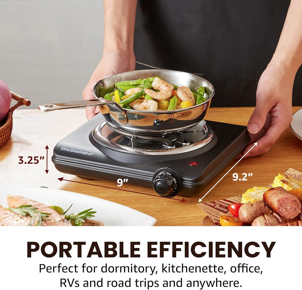 ESB100B Single Coiled Burner Hot Plate, Countertop, Black