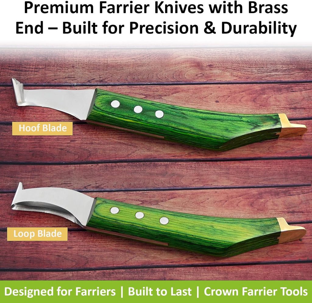 Premium Farrier Loop & Hoof Knife with Brass End – Professional Hoof Trimming Tool for Horses, Cows & Livestock