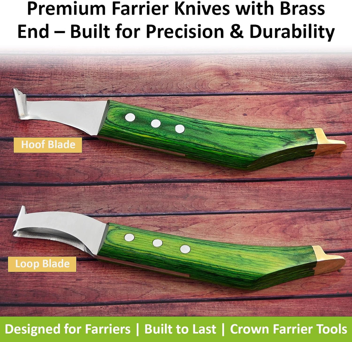 Premium Farrier Loop & Hoof Knife with Brass End – Professional Hoof Trimming Tool for Horses, Cows & Livestock