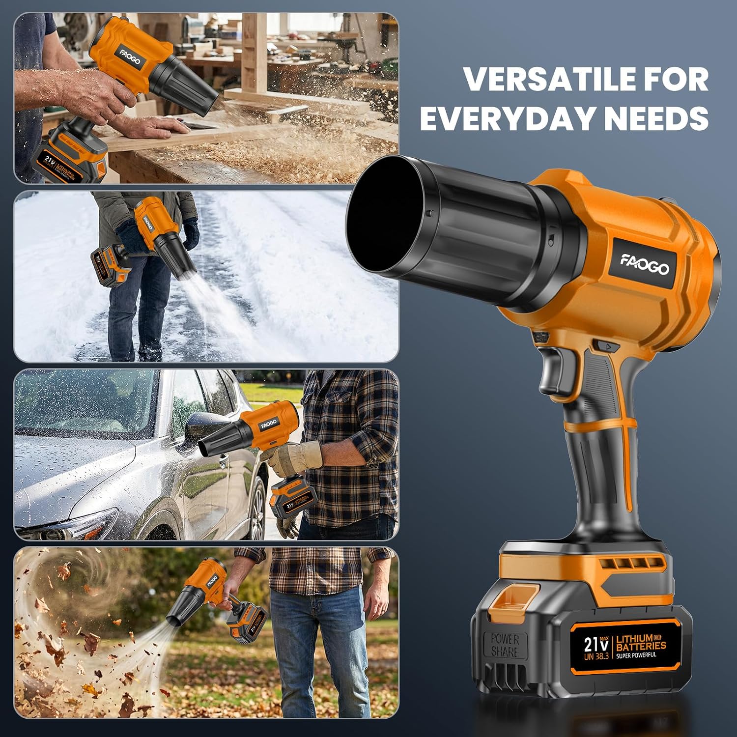 Cordless Leaf Blower with 2 Batteries & Charger - 990,000 RPM Electric Handheld Blower, Lightweight, Double Run Time