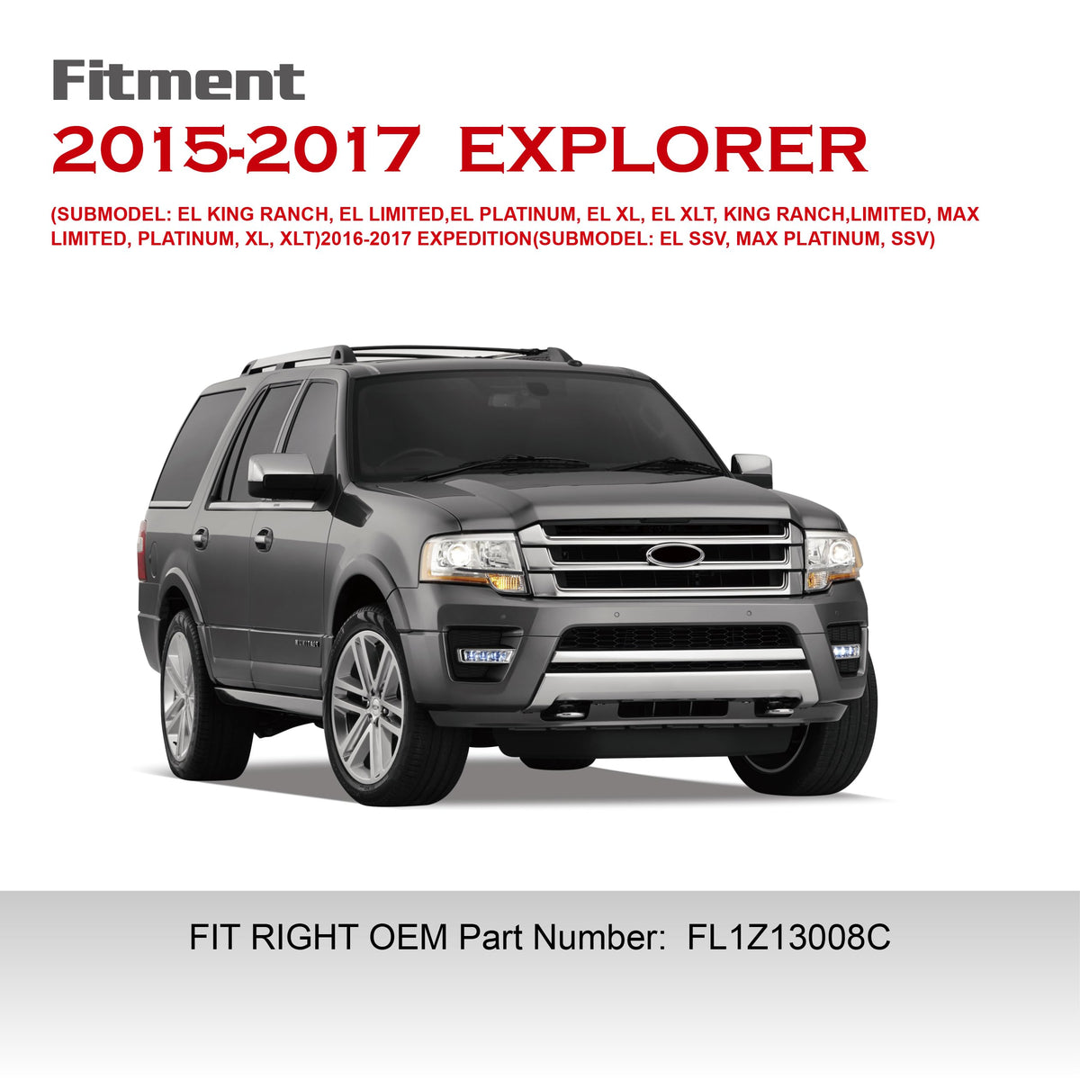 Projector Headlights RH Compatible with 2015-2017 Ford Expedition