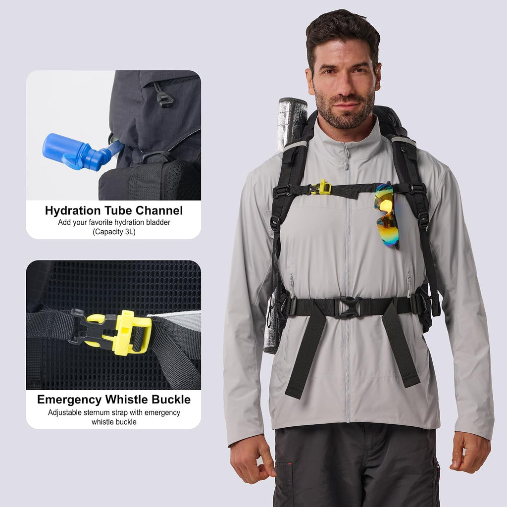 35L Internal Frame Backpack,Women Men’s Backpacking Backpack with Rain Cover,30+5 Liter Lightweight Hiking