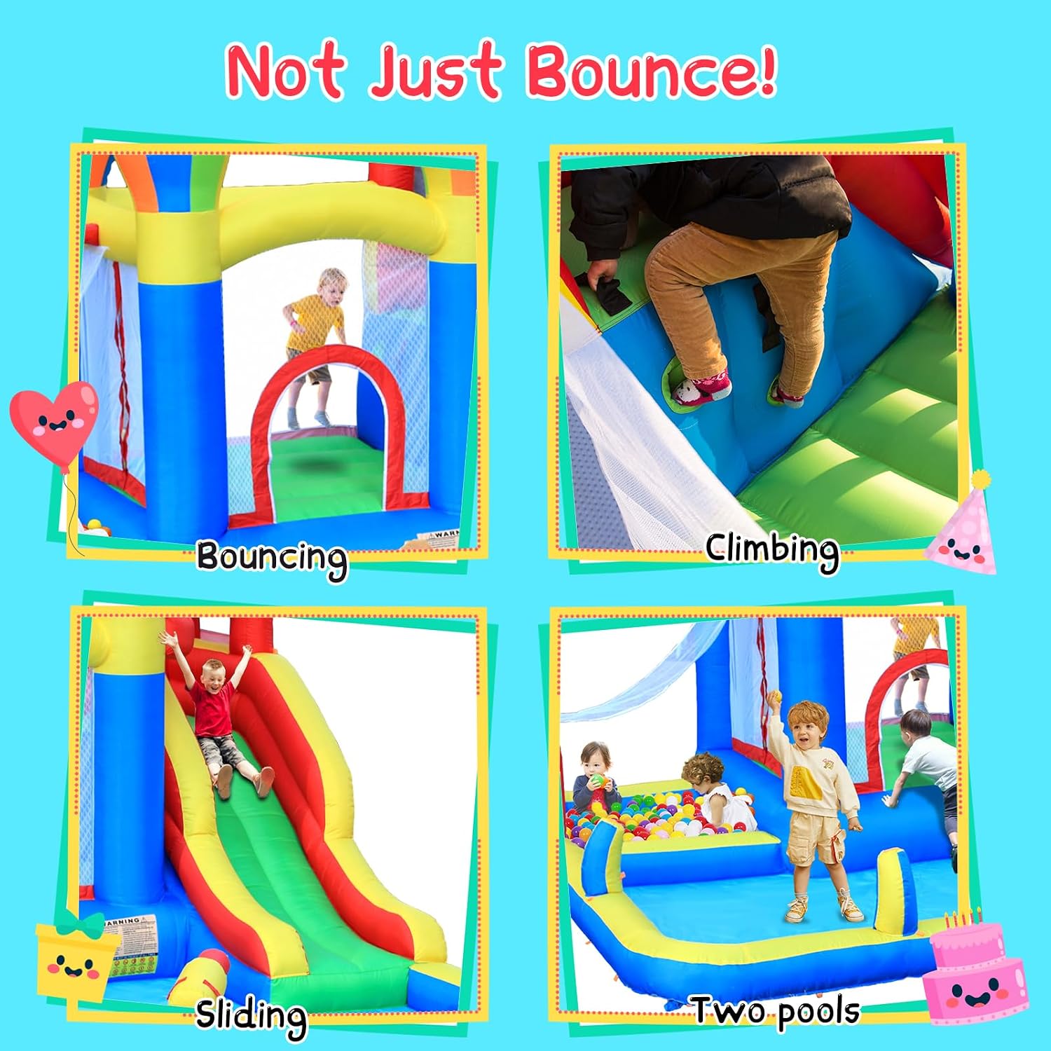 Inflatable Bounce House with Water Slide – Backyard Inflatable Water Park with 4 Sprinklers, 2 Splash Pools, Fits 5