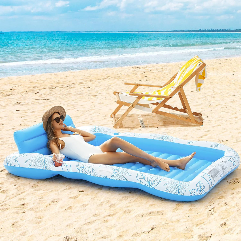 Inflatable Adult Pool Lounger Float - BAIAI Large Beach Sun Tanning Floats Raft Sunbathing Water Lounge Floaties Tub
